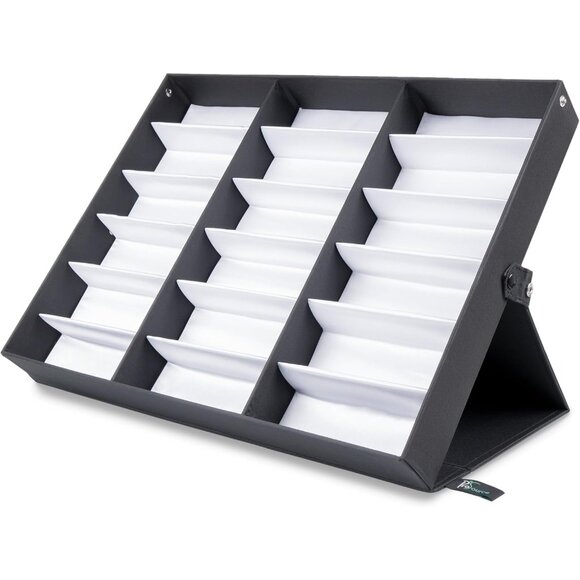 Other - 18 Slot Sunglasses Organizer Box Stand Display Case/Tray, Fabric Lined & Snap Cl